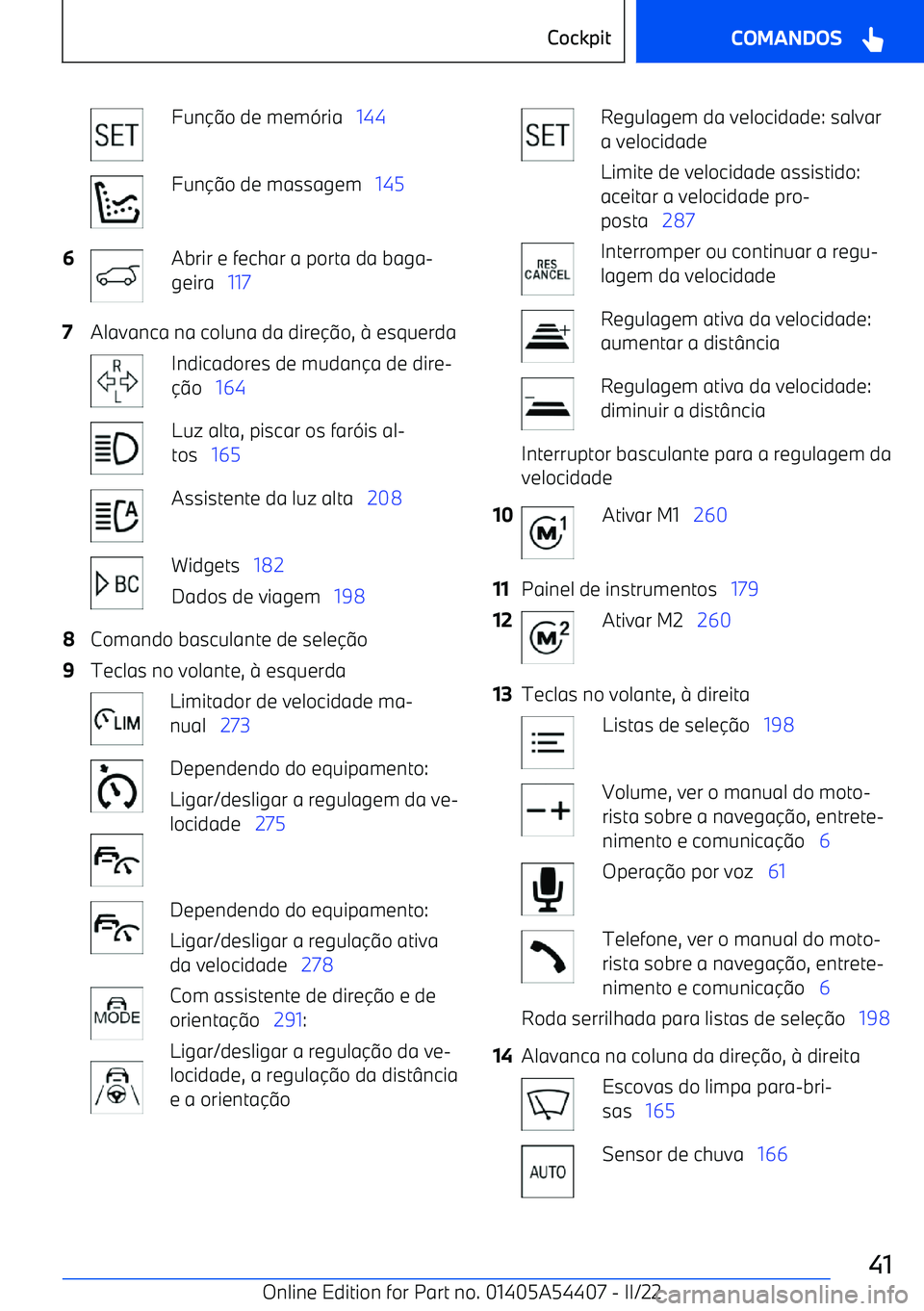 BMW X5 M 2022  Manual do condutor (in Portuguese) Funo de mem