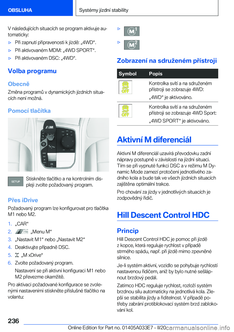 BMW X5 M 2020  Návod na použití (in Czech) �V��n�