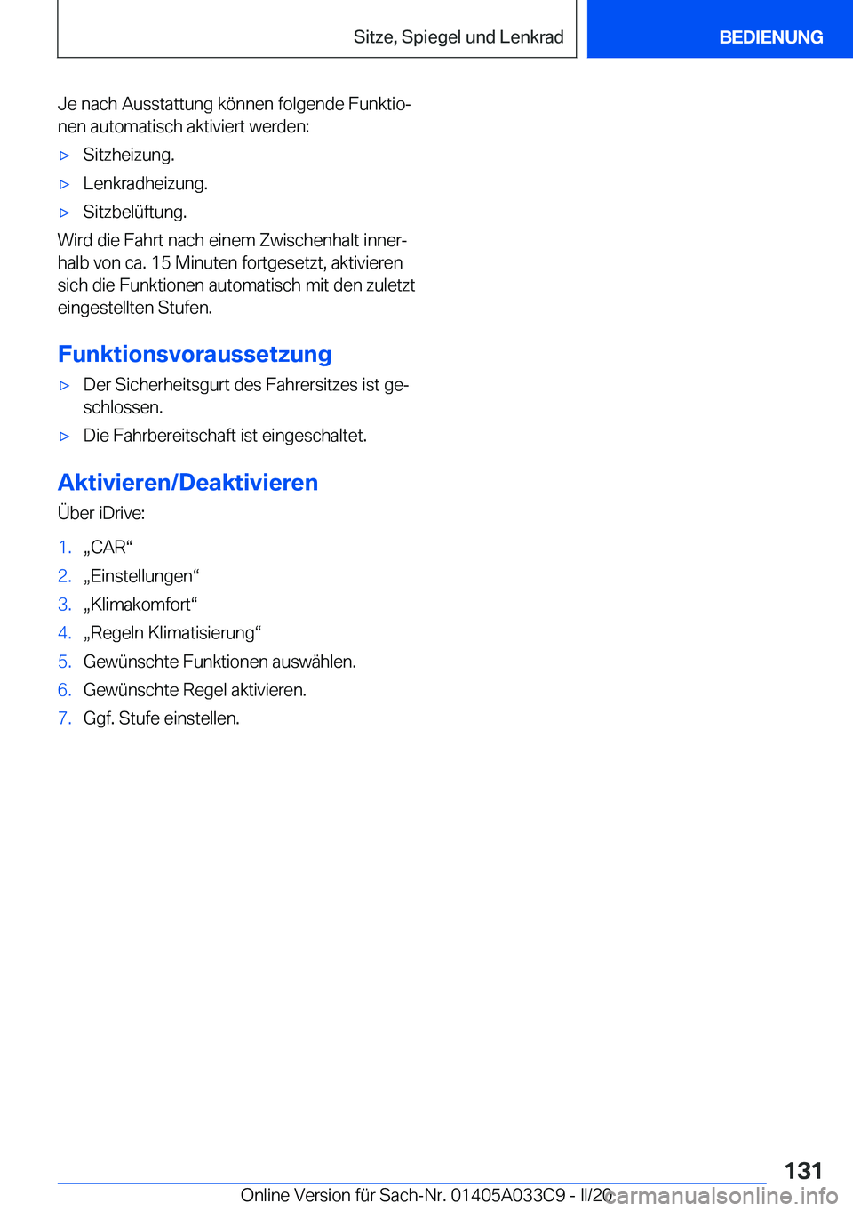 BMW X5 M 2020  Betriebsanleitungen (in German) �J�e��n�a�c�h��A�u�s�s�t�a�t�t�u�n�g��k�
