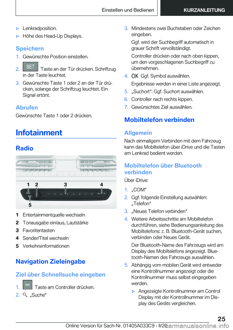 BMW X5 M 2020  Betriebsanleitungen (in German) 'x�L�e�n�k�r�a�d�p�o�s�i�t�i�o�n�.'x�H�