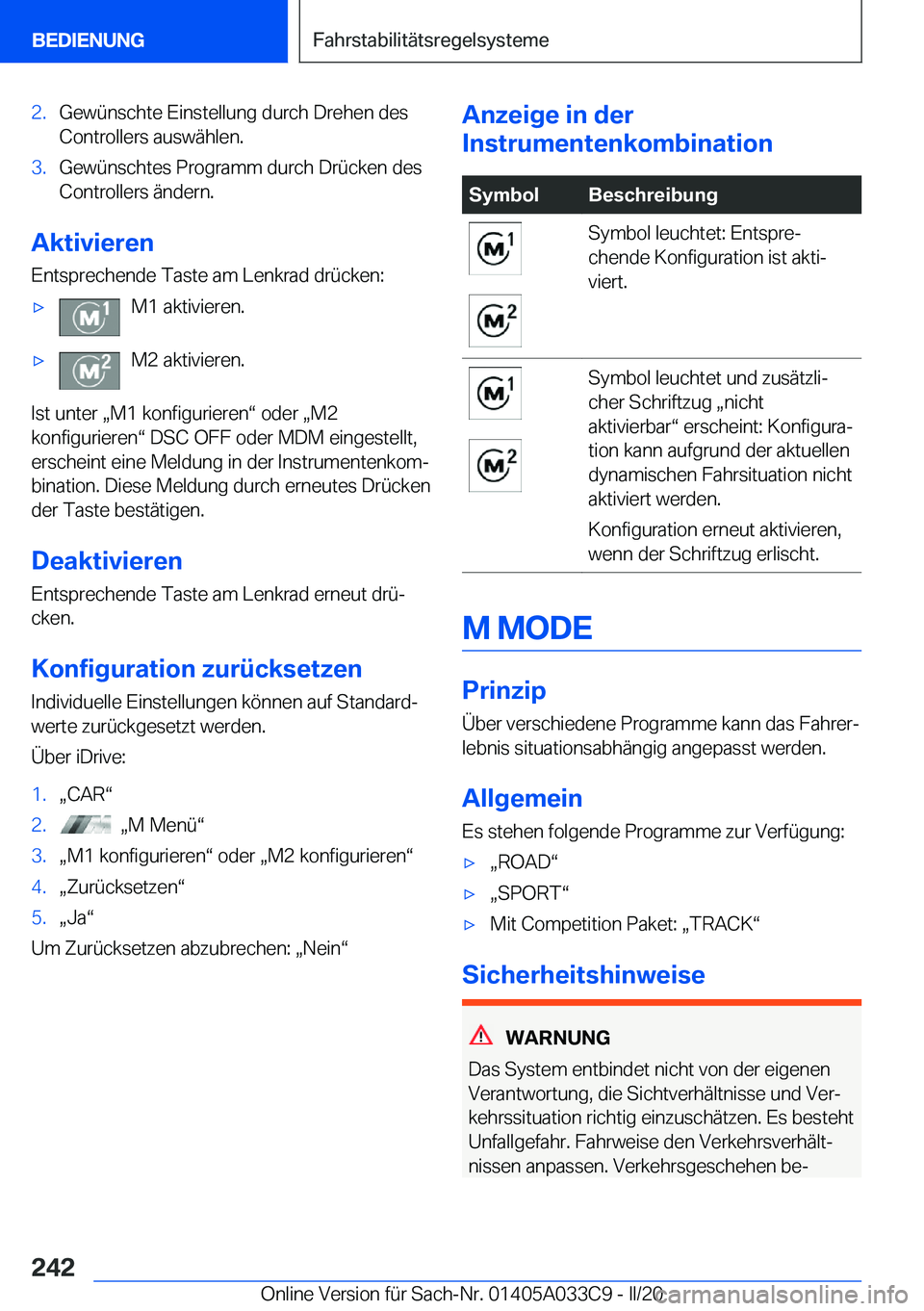 BMW X5 M 2020  Betriebsanleitungen (in German) �2�.�G�e�w�