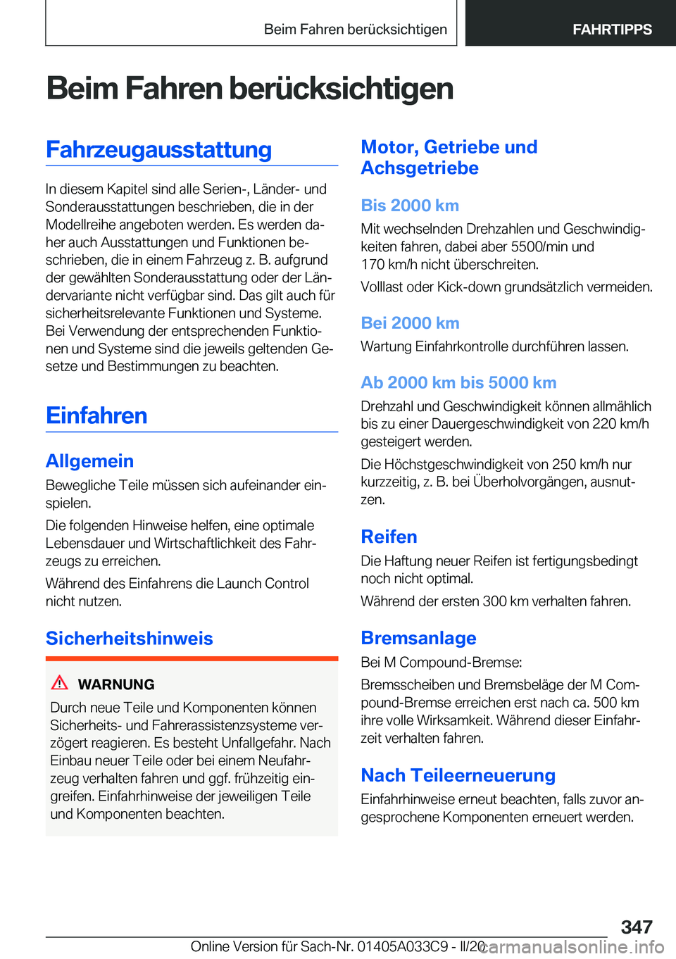 BMW X5 M 2020  Betriebsanleitungen (in German) �B�e�i�m��F�a�h�r�e�n��b�e�r�