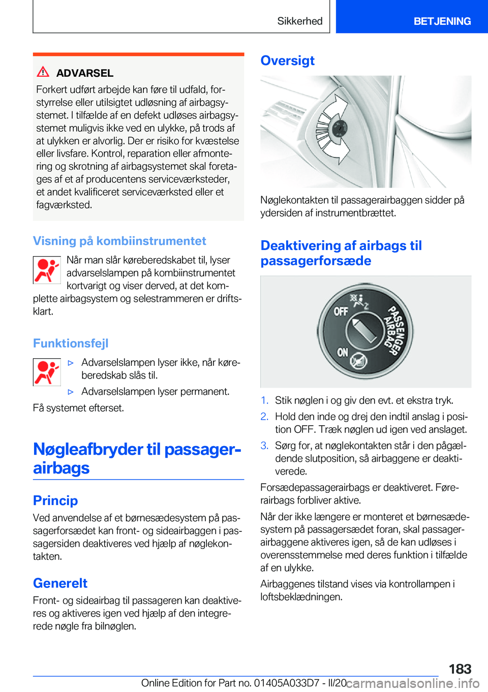 BMW X5 M 2020  InstruktionsbØger (in Danish) �A�D�V�A�R�S�E�L
�F�o�r�k�e�r�t��u�d�f�