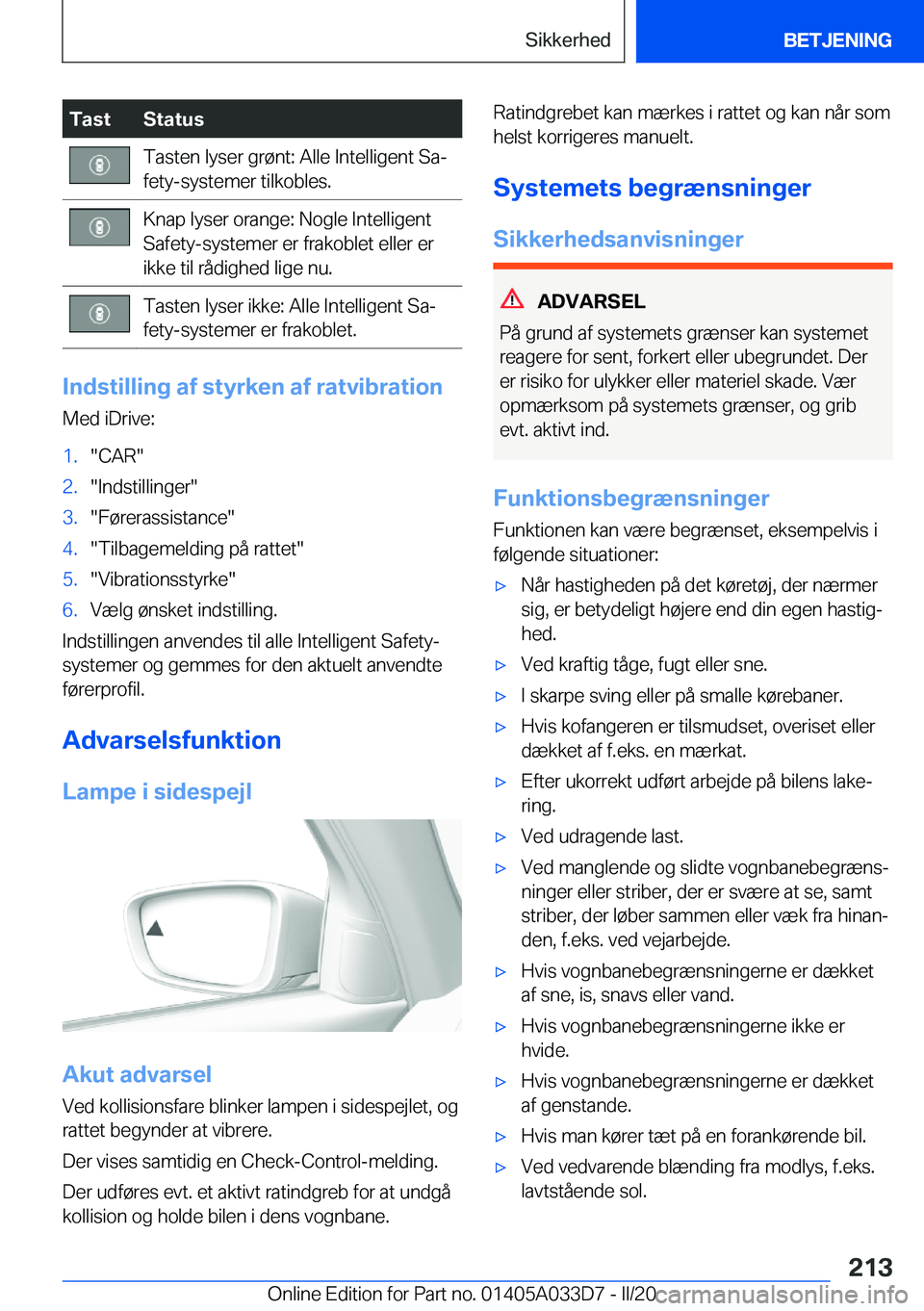 BMW X5 M 2020  InstruktionsbØger (in Danish) �T�a�s�t�S�t�a�t�u�s�T�a�s�t�e�n��l�y�s�e�r��g�r�