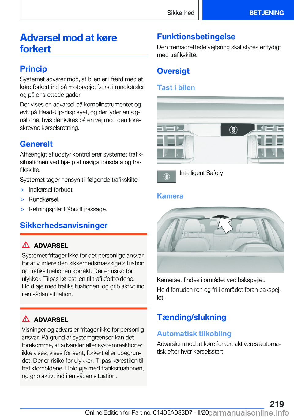BMW X5 M 2020  InstruktionsbØger (in Danish) �A�d�v�a�r�s�e�l��m�o�d��a�t��k�