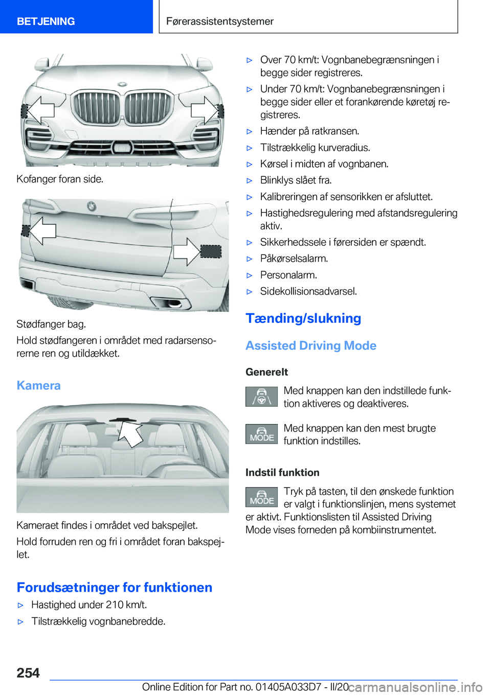 BMW X5 M 2020  InstruktionsbØger (in Danish) �K�o�f�a�n�g�e�r��f�o�r�a�n��s�i�d�e�.
�S�t�