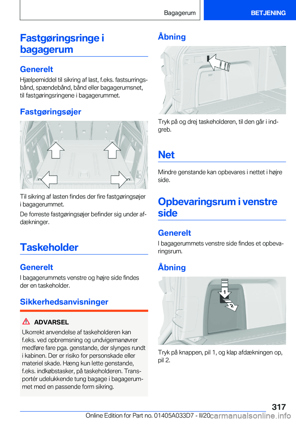 BMW X5 M 2020  InstruktionsbØger (in Danish) �F�a�s�t�g�