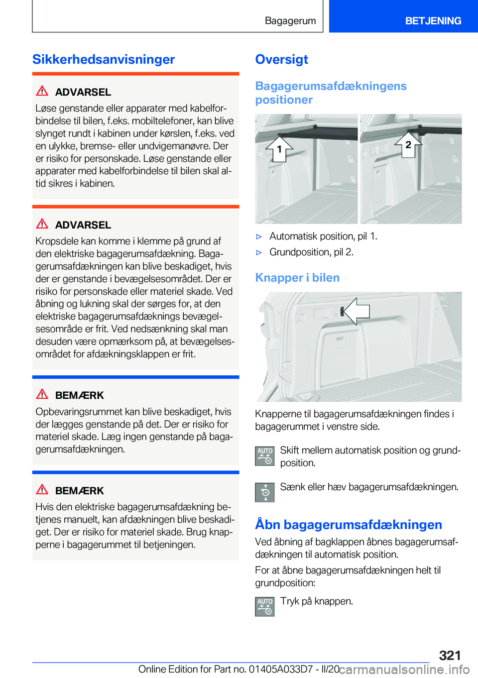 BMW X5 M 2020  InstruktionsbØger (in Danish) �S�i�k�k�e�r�h�e�d�s�a�n�v�i�s�n�i�n�g�e�r
�A�D�V�A�R�S�E�L
�L�