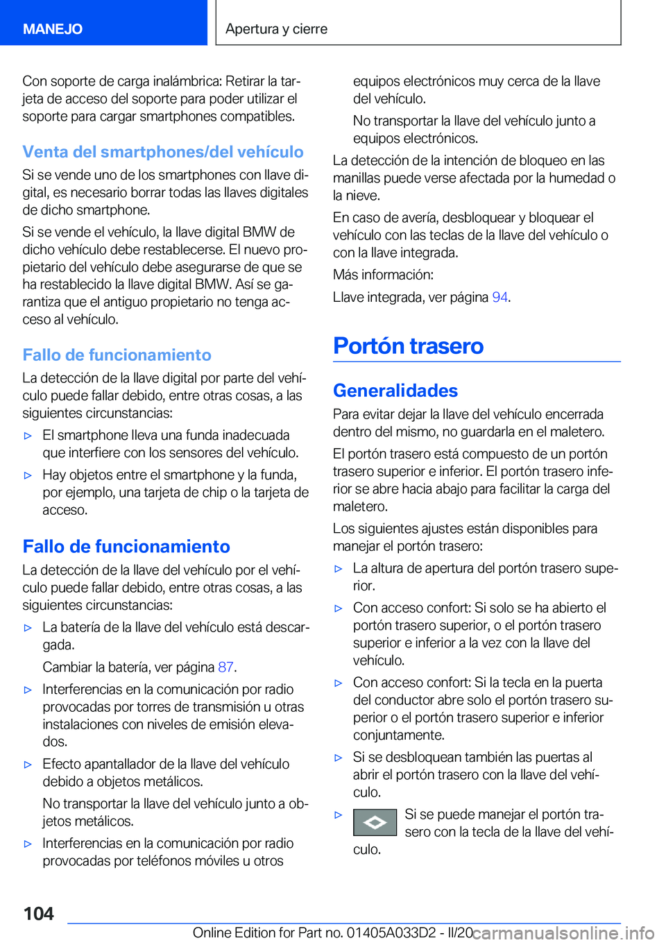 BMW X5 M 2020  Manuales de Empleo (in Spanish) �C�o�n��s�o�p�o�r�t�e��d�e��c�a�r�g�a��i�n�a�l�