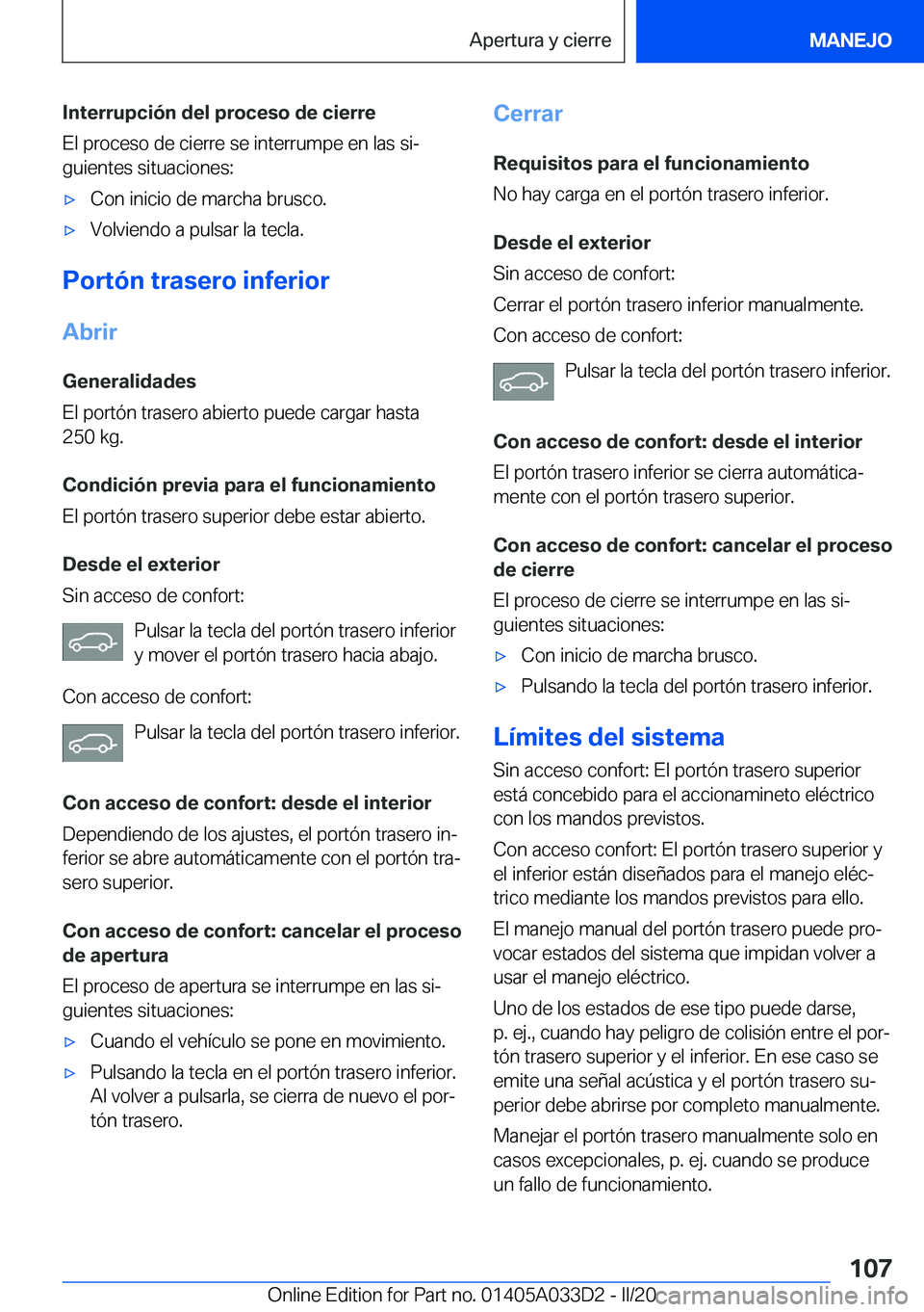 BMW X5 M 2020  Manuales de Empleo (in Spanish) �I�n�t�e�r�r�u�p�c�i�