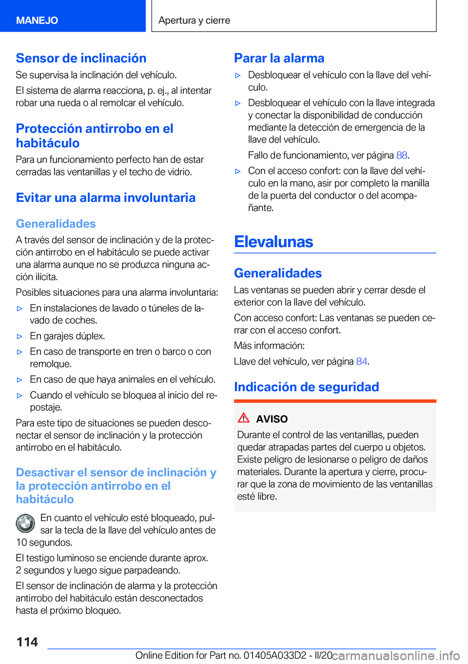 BMW X5 M 2020  Manuales de Empleo (in Spanish) �S�e�n�s�o�r��d�e��i�n�c�l�i�n�a�c�i�