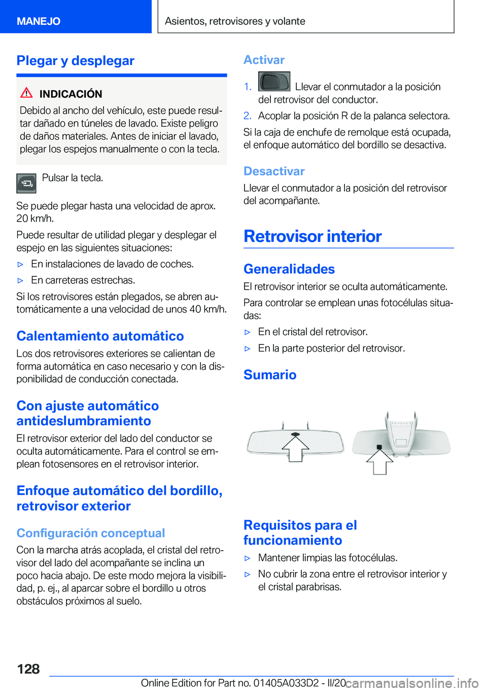 BMW X5 M 2020  Manuales de Empleo (in Spanish) �P�l�e�g�a�r��y��d�e�s�p�l�e�g�a�r
�I�N�D�I�C�A�C�I�