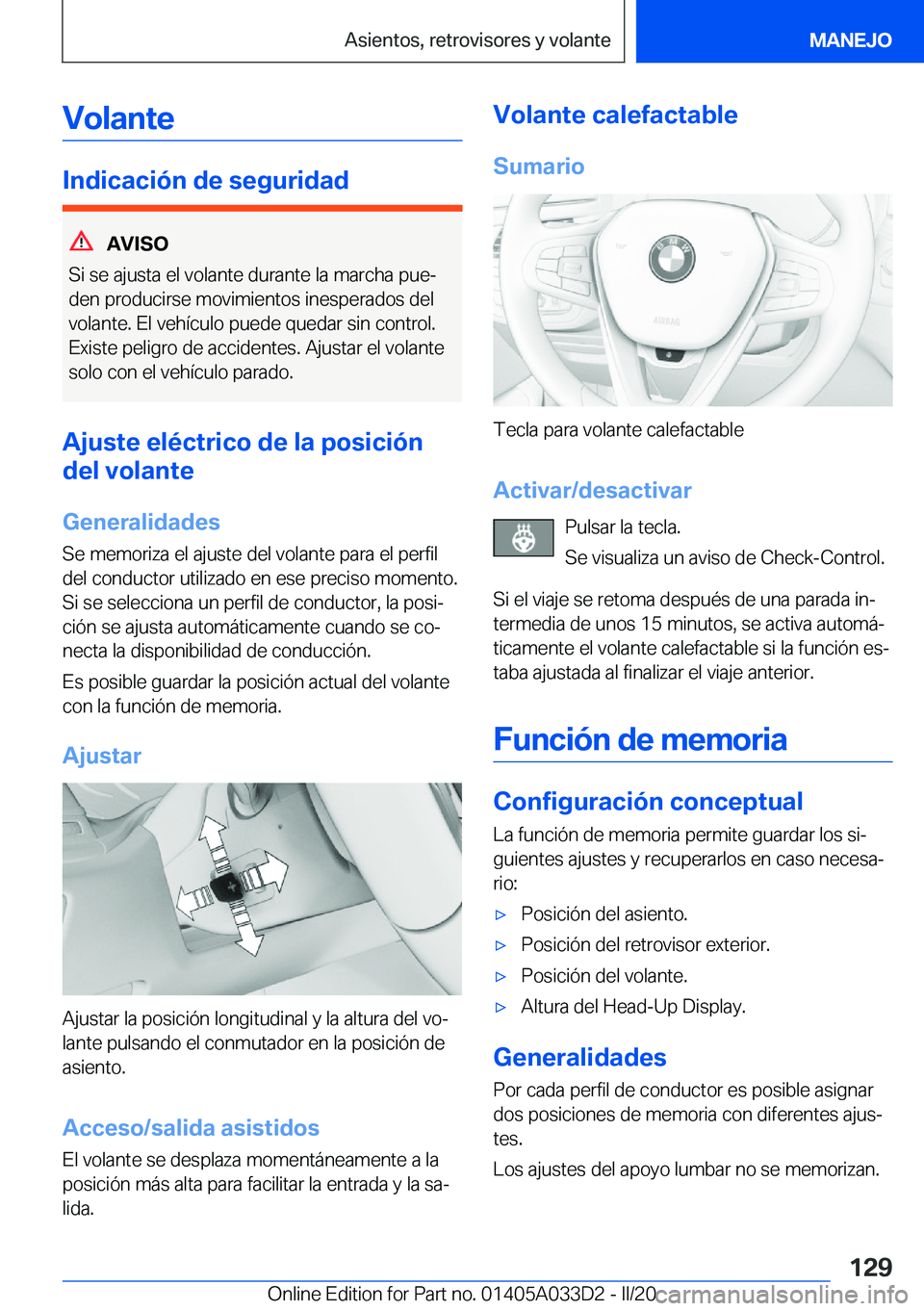 BMW X5 M 2020  Manuales de Empleo (in Spanish) �V�o�l�a�n�t�e
�I�n�d�i�c�a�c�i�