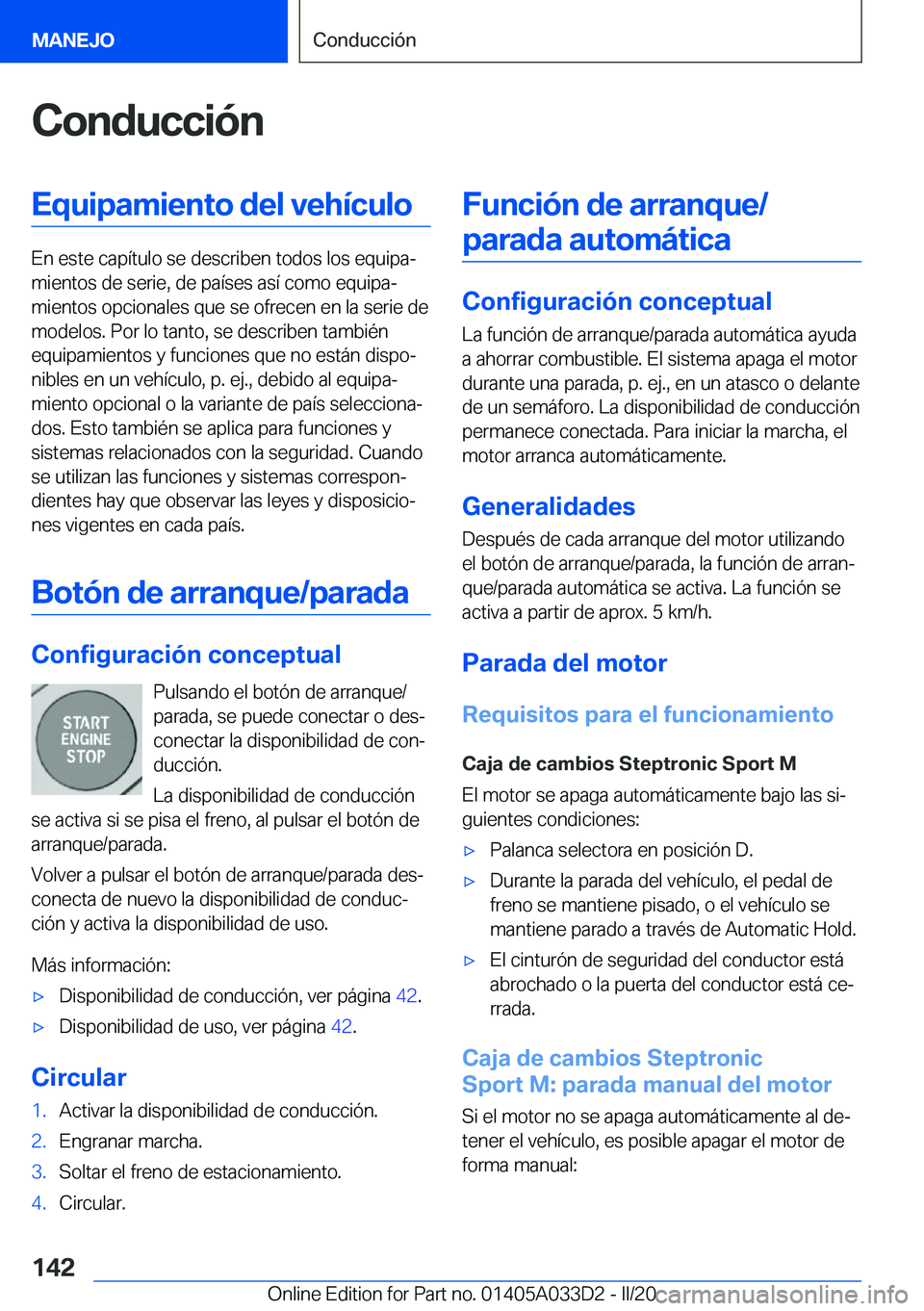 BMW X5 M 2020  Manuales de Empleo (in Spanish) �C�o�n�d�u�c�c�i�