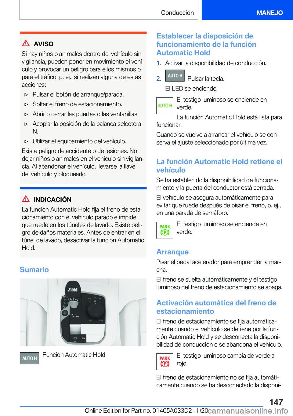 BMW X5 M 2020  Manuales de Empleo (in Spanish) �A�V�I�S�O
�S�i��h�a�y��n�i�