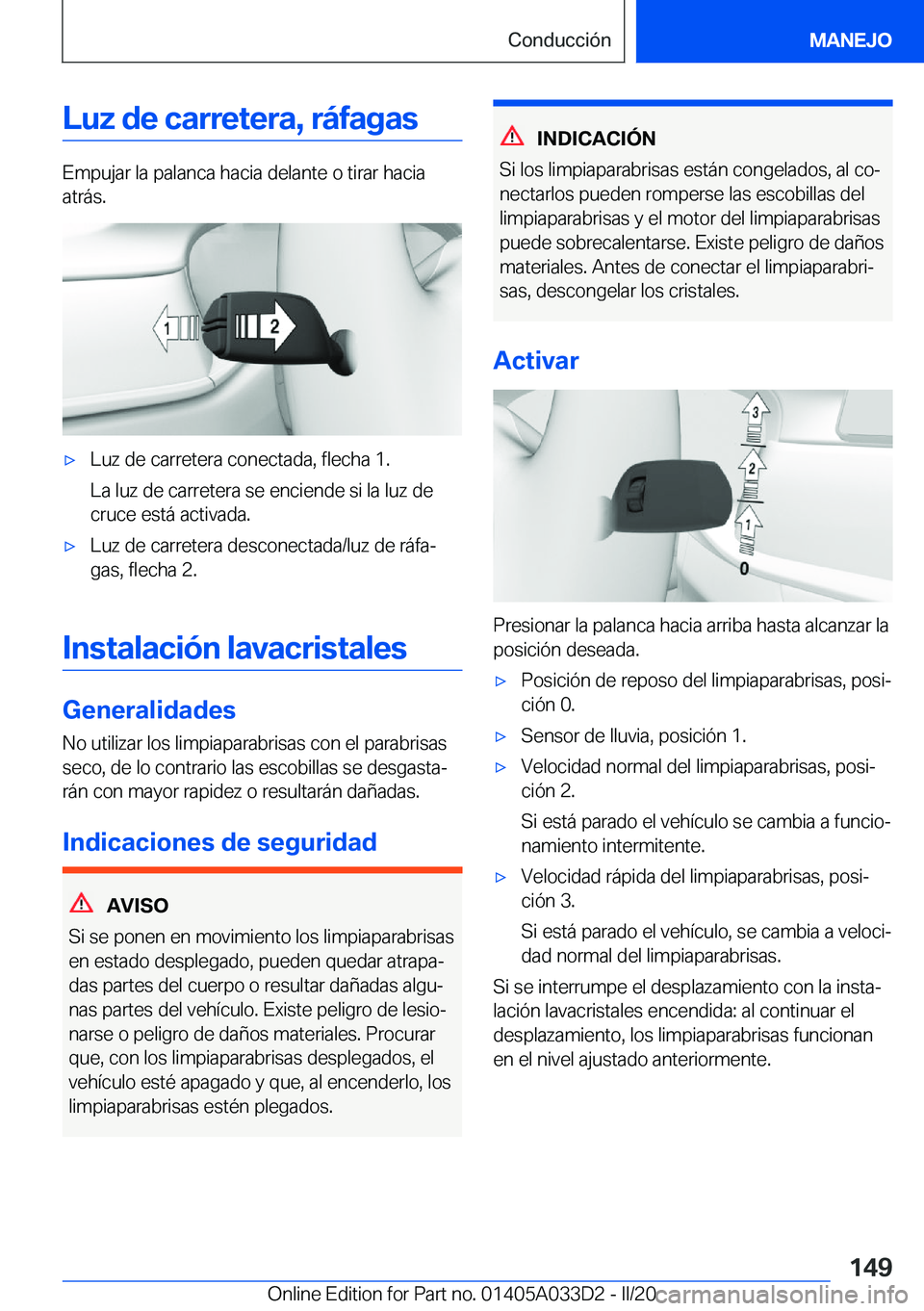 BMW X5 M 2020  Manuales de Empleo (in Spanish) �L�u�z��d�e��c�a�r�r�e�t�e�r�a�,��r�