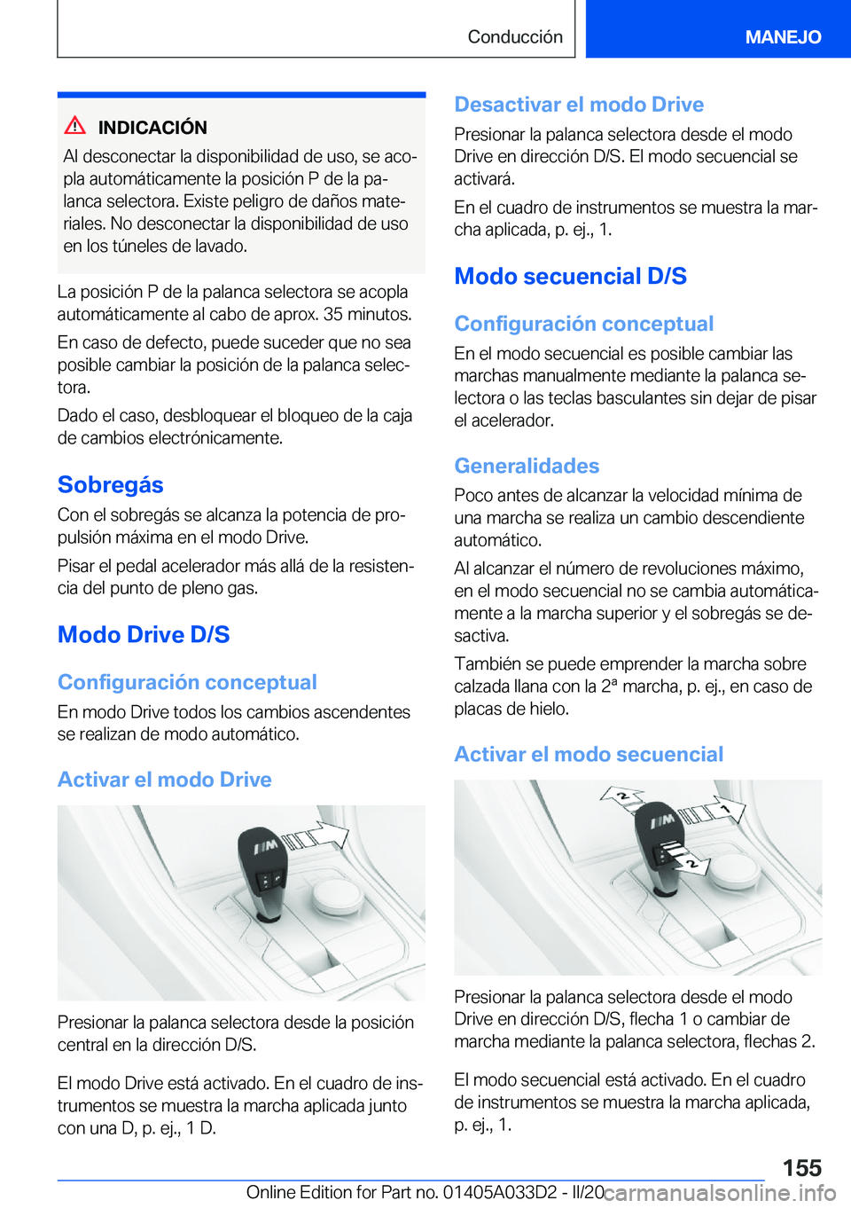 BMW X5 M 2020  Manuales de Empleo (in Spanish) �I�N�D�I�C�A�C�I�