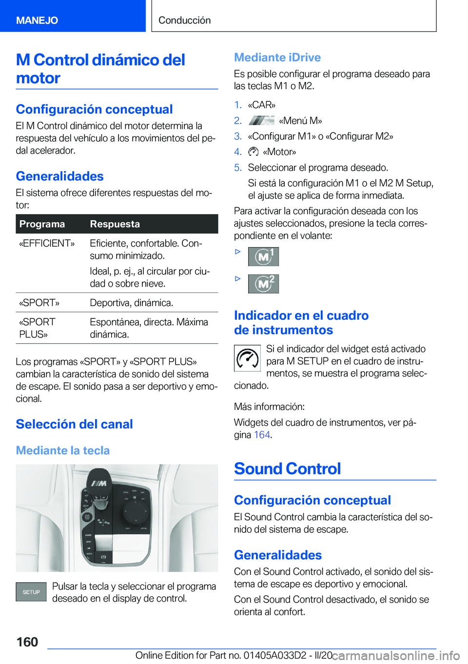 BMW X5 M 2020  Manuales de Empleo (in Spanish) �M��C�o�n�t�r�o�l��d�i�n�