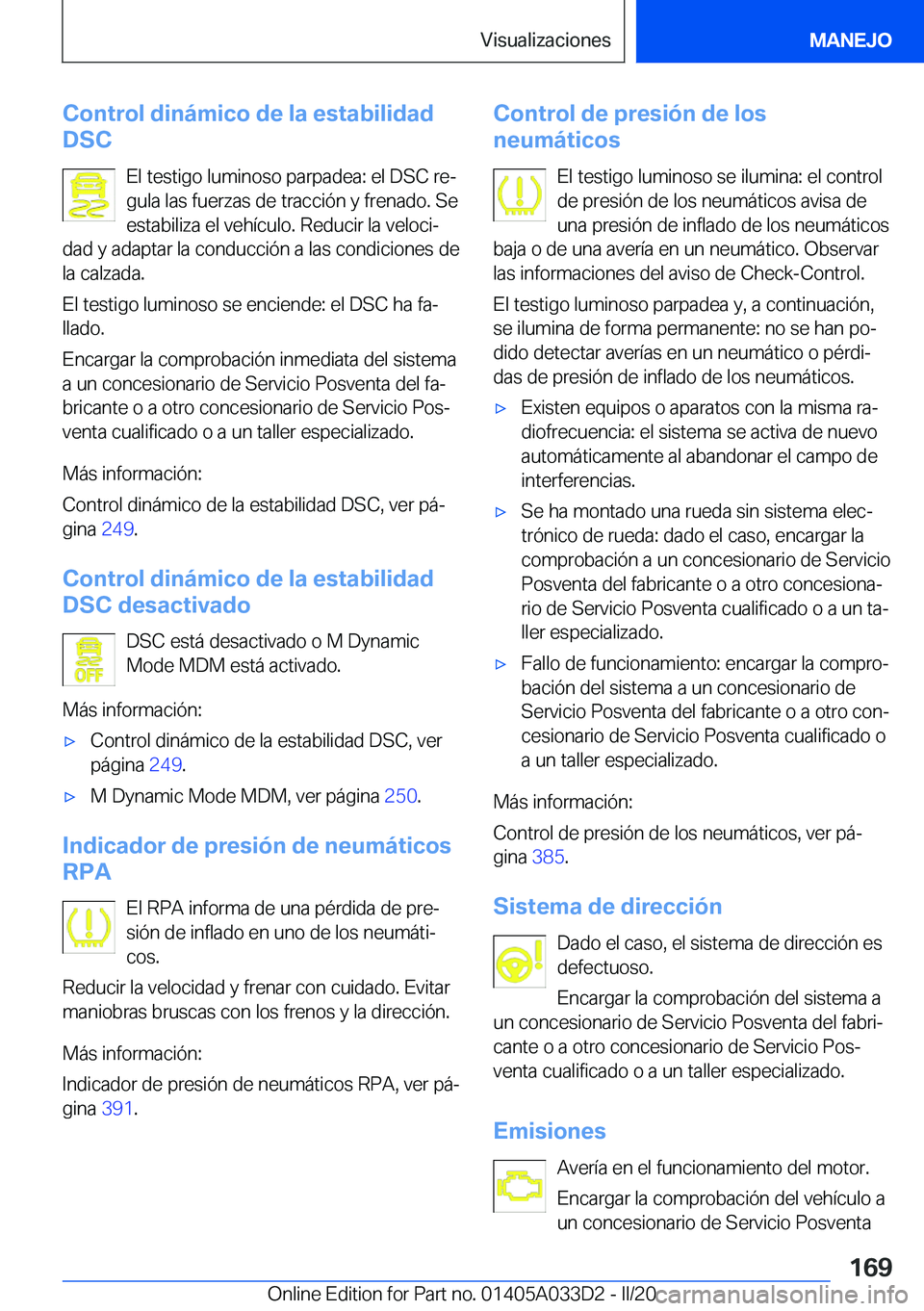 BMW X5 M 2020  Manuales de Empleo (in Spanish) �C�o�n�t�r�o�l��d�i�n�