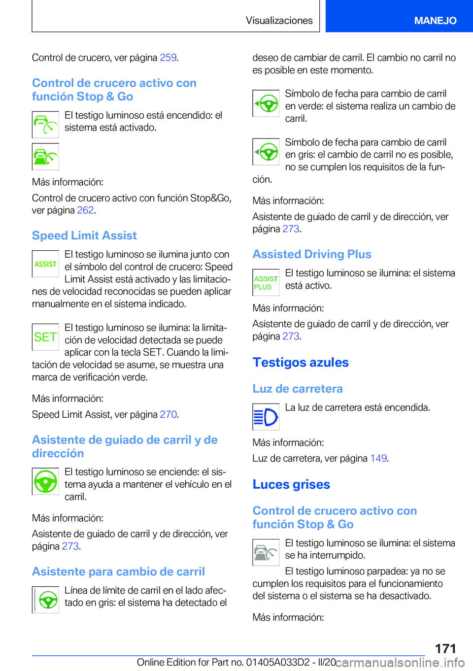 BMW X5 M 2020  Manuales de Empleo (in Spanish) �C�o�n�t�r�o�l��d�e��c�r�u�c�e�r�o�,��v�e�r��p�