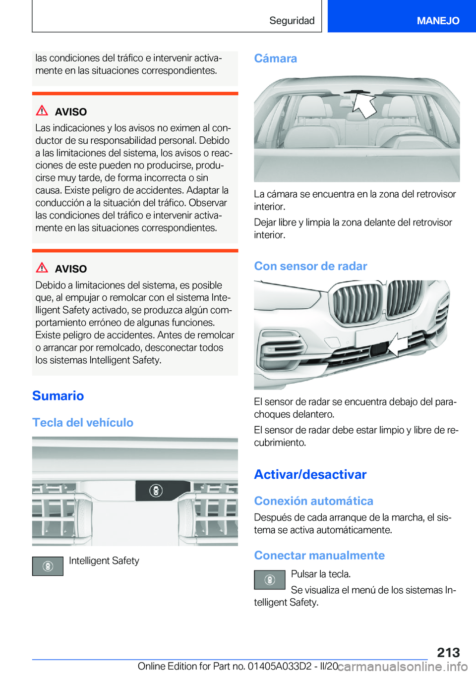BMW X5 M 2020  Manuales de Empleo (in Spanish) �l�a�s��c�o�n�d�i�c�i�o�n�e�s��d�e�l��t�r�