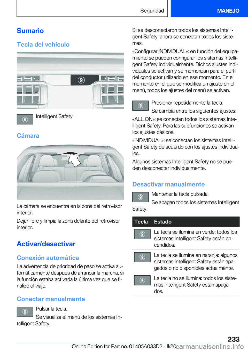 BMW X5 M 2020  Manuales de Empleo (in Spanish) �S�u�m�a�r�i�o�T�e�c�l�a��d�e�l��v�e�h�
