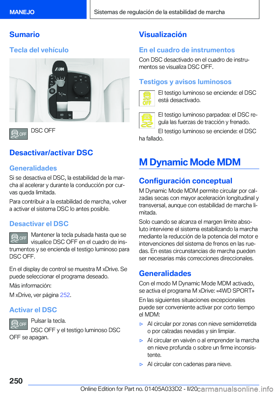 BMW X5 M 2020  Manuales de Empleo (in Spanish) �S�u�m�a�r�i�o�T�e�c�l�a��d�e�l��v�e�h�
