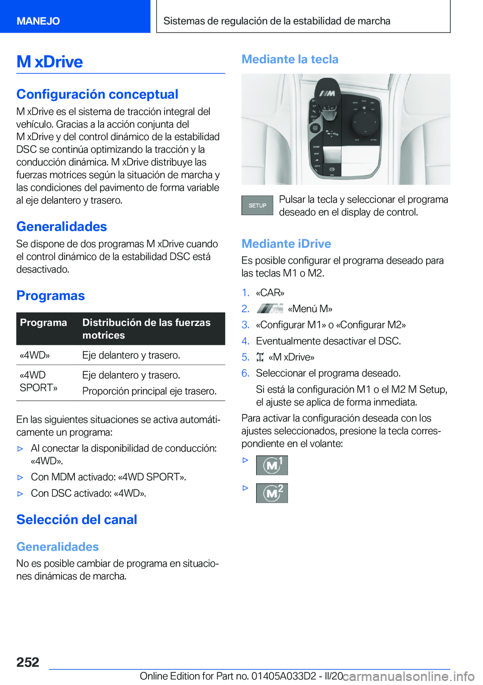 BMW X5 M 2020  Manuales de Empleo (in Spanish) �M��x�D�r�i�v�e
�C�o�n�f�i�g�u�r�a�c�i�