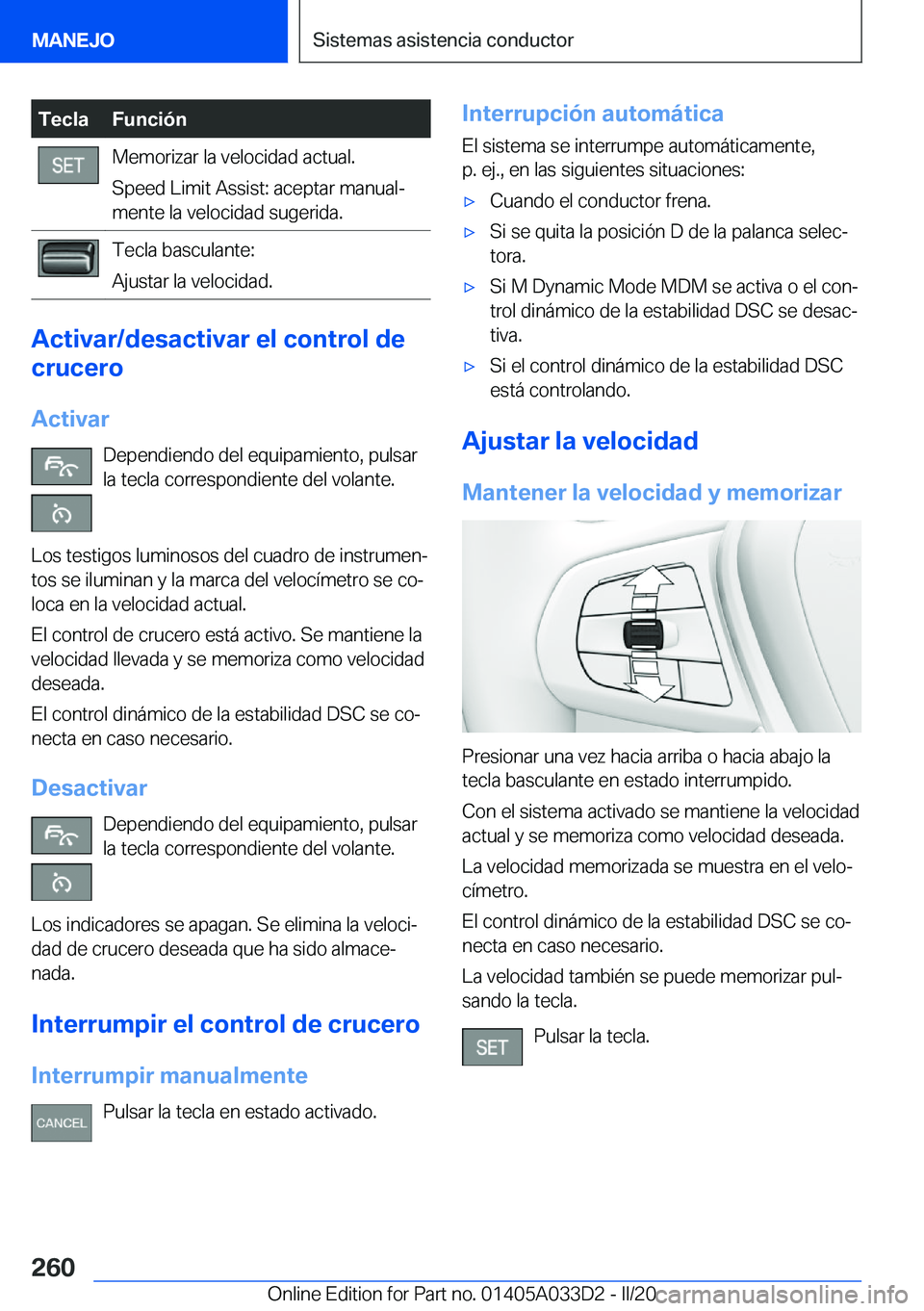 BMW X5 M 2020  Manuales de Empleo (in Spanish) �T�e�c�l�a�F�u�n�c�i�