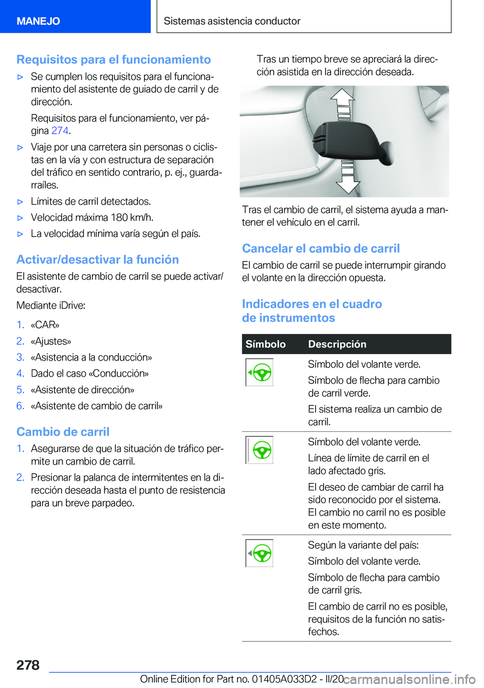 BMW X5 M 2020  Manuales de Empleo (in Spanish) �R�e�q�u�i�s�i�t�o�s��p�a�r�a��e�l��f�u�n�c�i�o�n�a�m�i�e�n�t�o'x�S�e��c�u�m�p�l�e�n��l�o�s��r�e�q�u�i�s�i�t�o�s��p�a�r�a��e�l��f�u�n�c�i�o�n�aª�m�i�e�n�t�o��d�e�l��a�s�i�s�t�e�n�t�e�