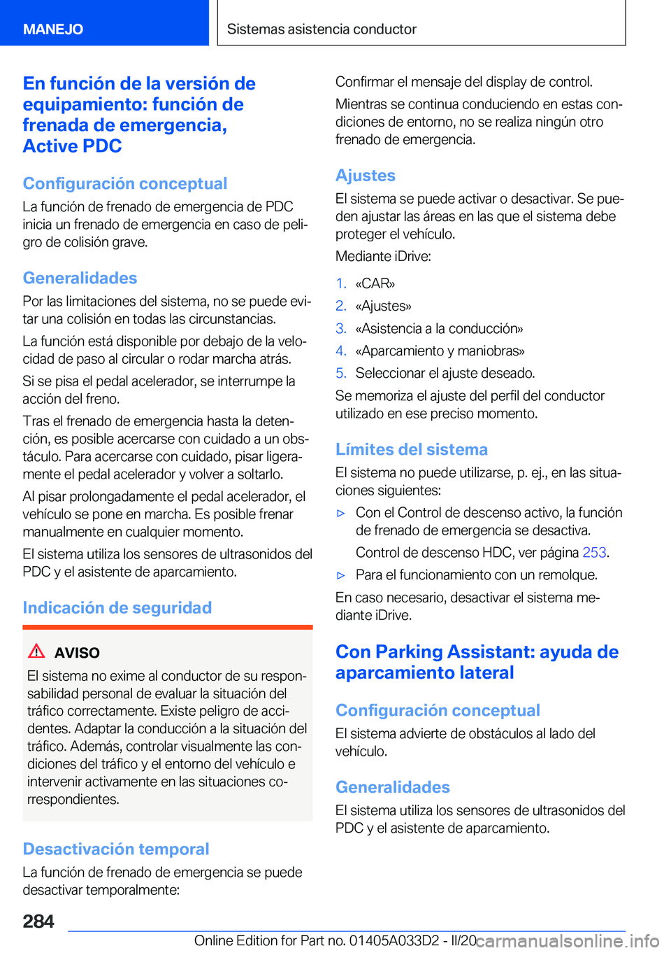 BMW X5 M 2020  Manuales de Empleo (in Spanish) �E�n��f�u�n�c�i�