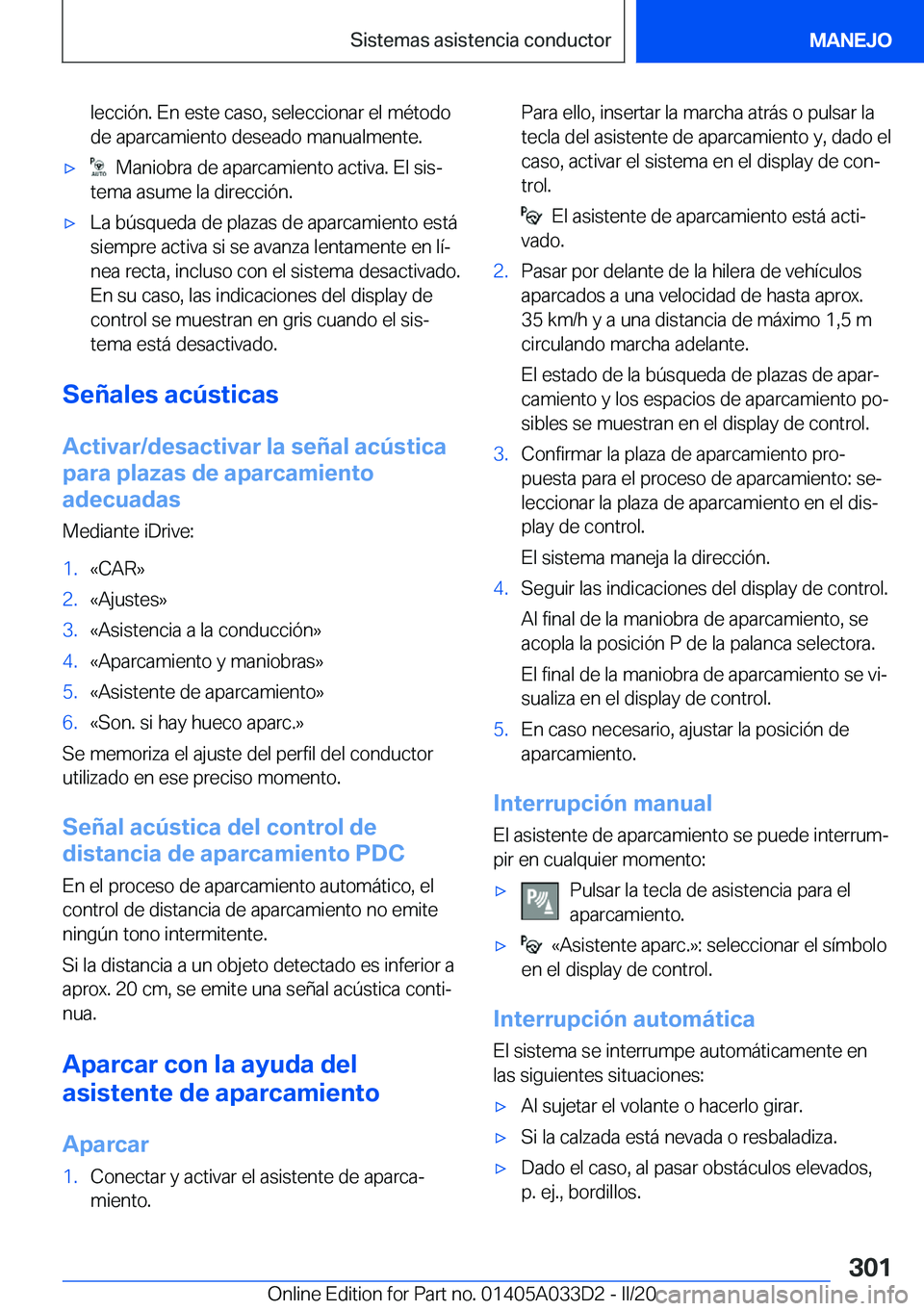 BMW X5 M 2020  Manuales de Empleo (in Spanish) �l�e�c�c�i�