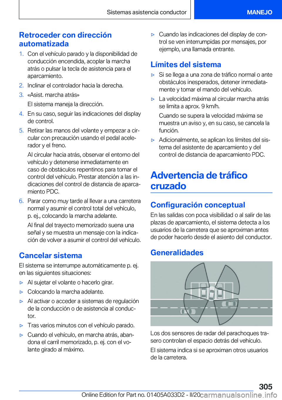 BMW X5 M 2020  Manuales de Empleo (in Spanish) �R�e�t�r�o�c�e�d�e�r��c�o�n��d�i�r�e�c�c�i�