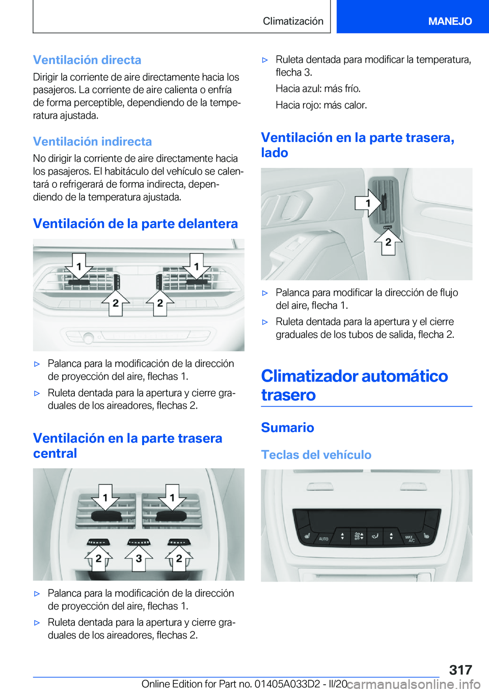 BMW X5 M 2020  Manuales de Empleo (in Spanish) �V�e�n�t�i�l�a�c�i�