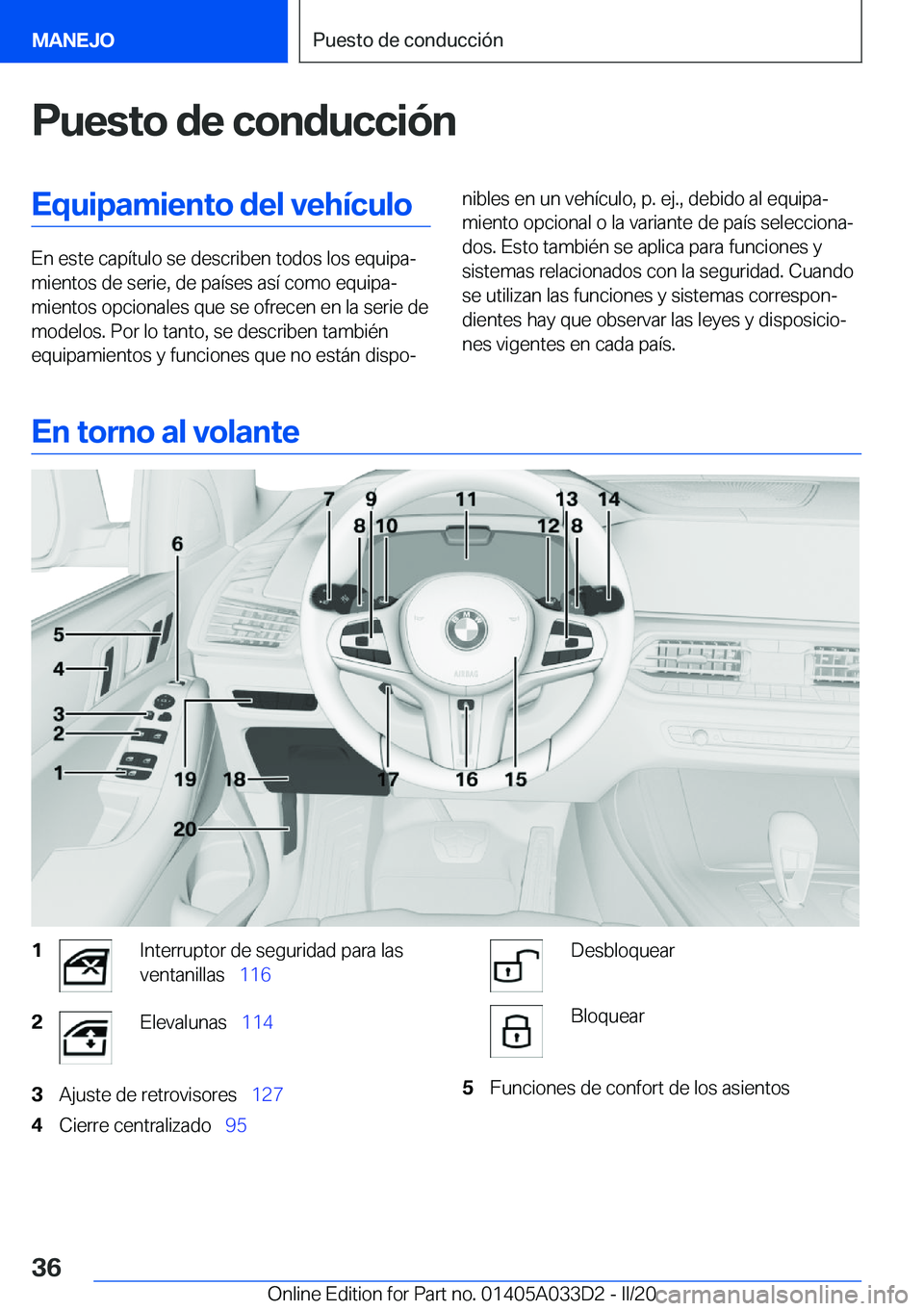 BMW X5 M 2020  Manuales de Empleo (in Spanish) �P�u�e�s�t�o��d�e��c�o�n�d�u�c�c�i�
