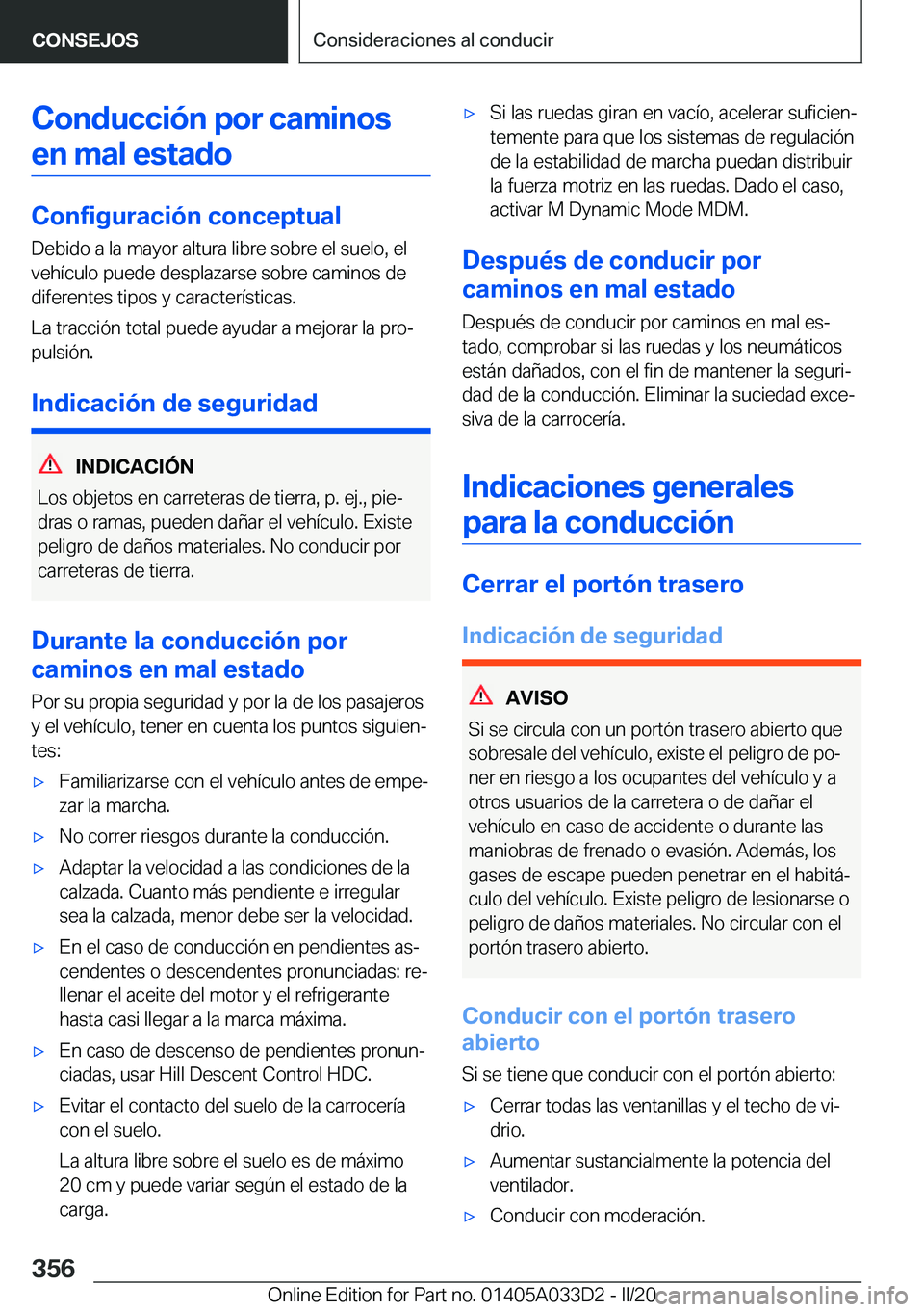 BMW X5 M 2020  Manuales de Empleo (in Spanish) �C�o�n�d�u�c�c�i�