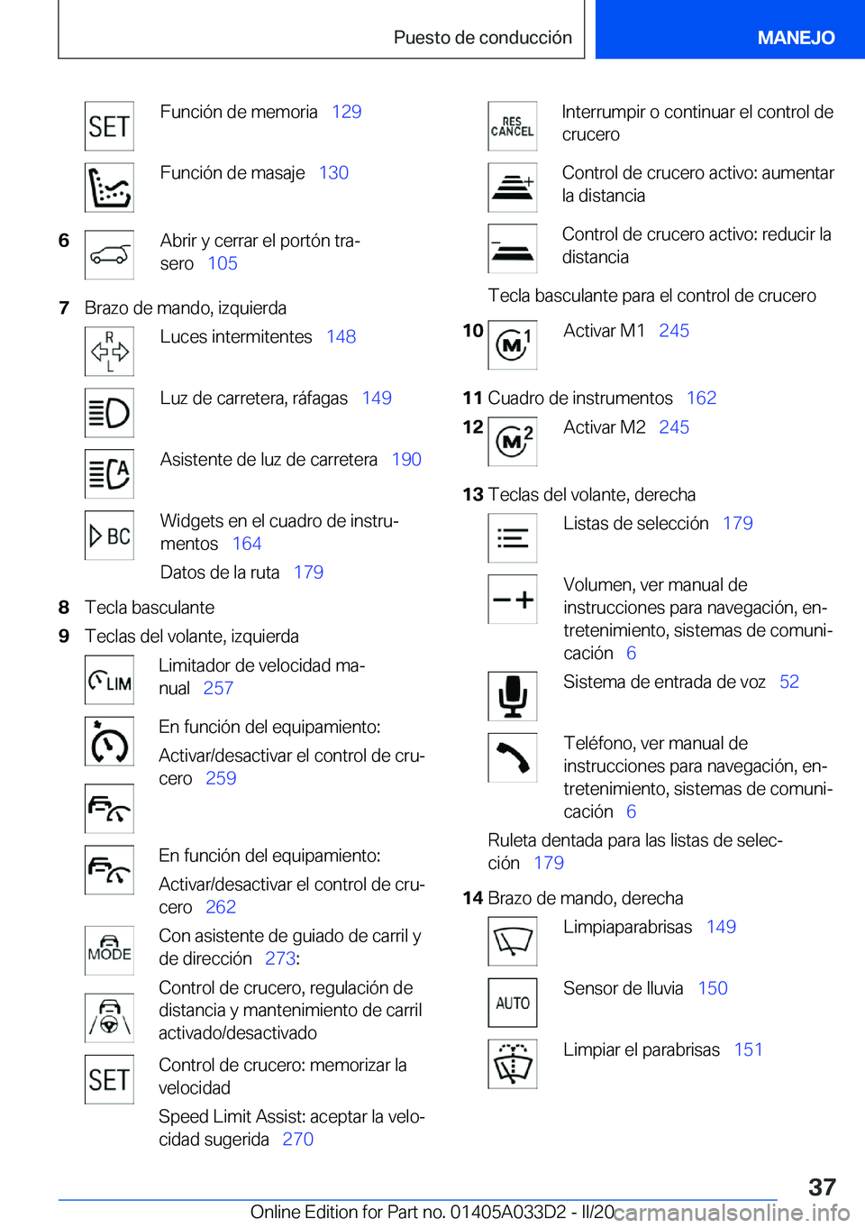 BMW X5 M 2020  Manuales de Empleo (in Spanish) �F�u�n�c�i�