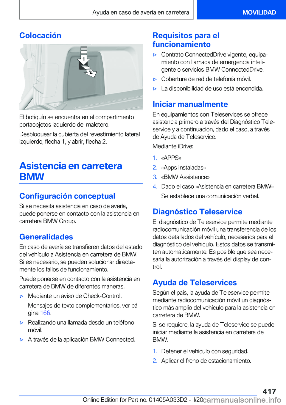 BMW X5 M 2020  Manuales de Empleo (in Spanish) �C�o�l�o�c�a�c�i�