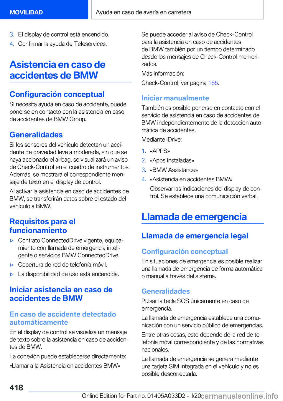 BMW X5 M 2020  Manuales de Empleo (in Spanish) �3�.�E�l��d�i�s�p�l�a�y��d�e��c�o�n�t�r�o�l��e�s�t�