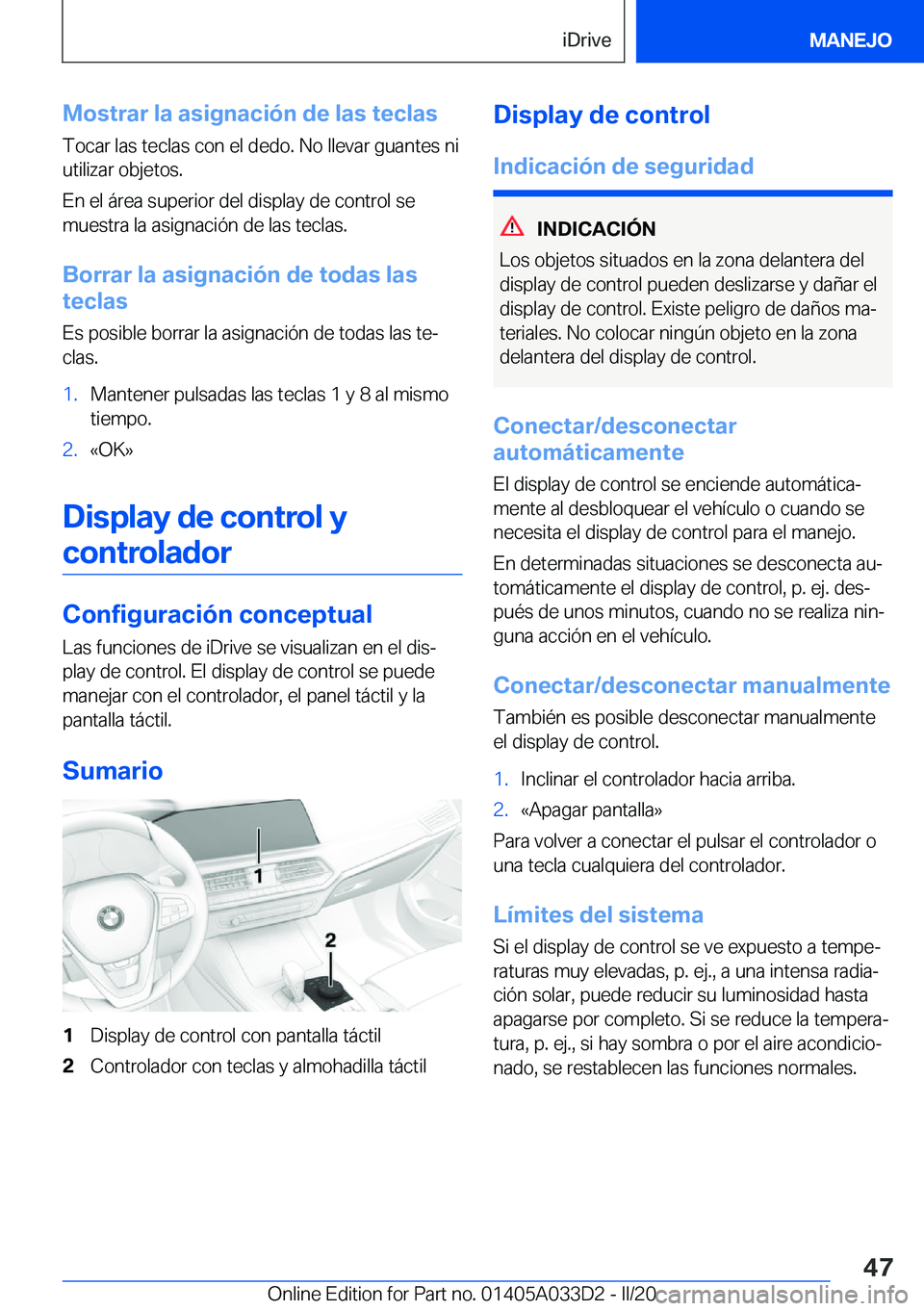 BMW X5 M 2020  Manuales de Empleo (in Spanish) �M�o�s�t�r�a�r��l�a��a�s�i�g�n�a�c�i�