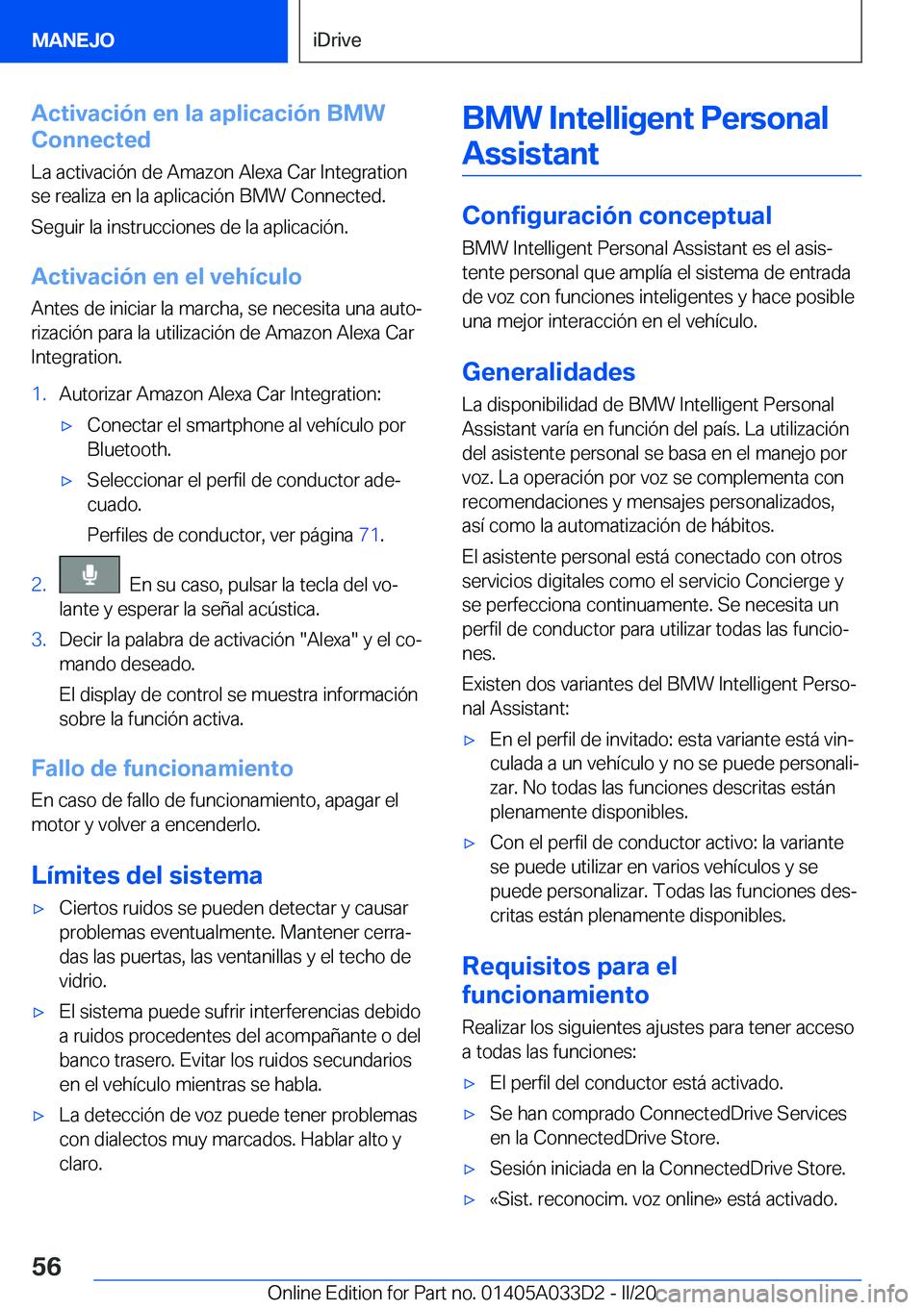 BMW X5 M 2020  Manuales de Empleo (in Spanish) �A�c�t�i�v�a�c�i�
