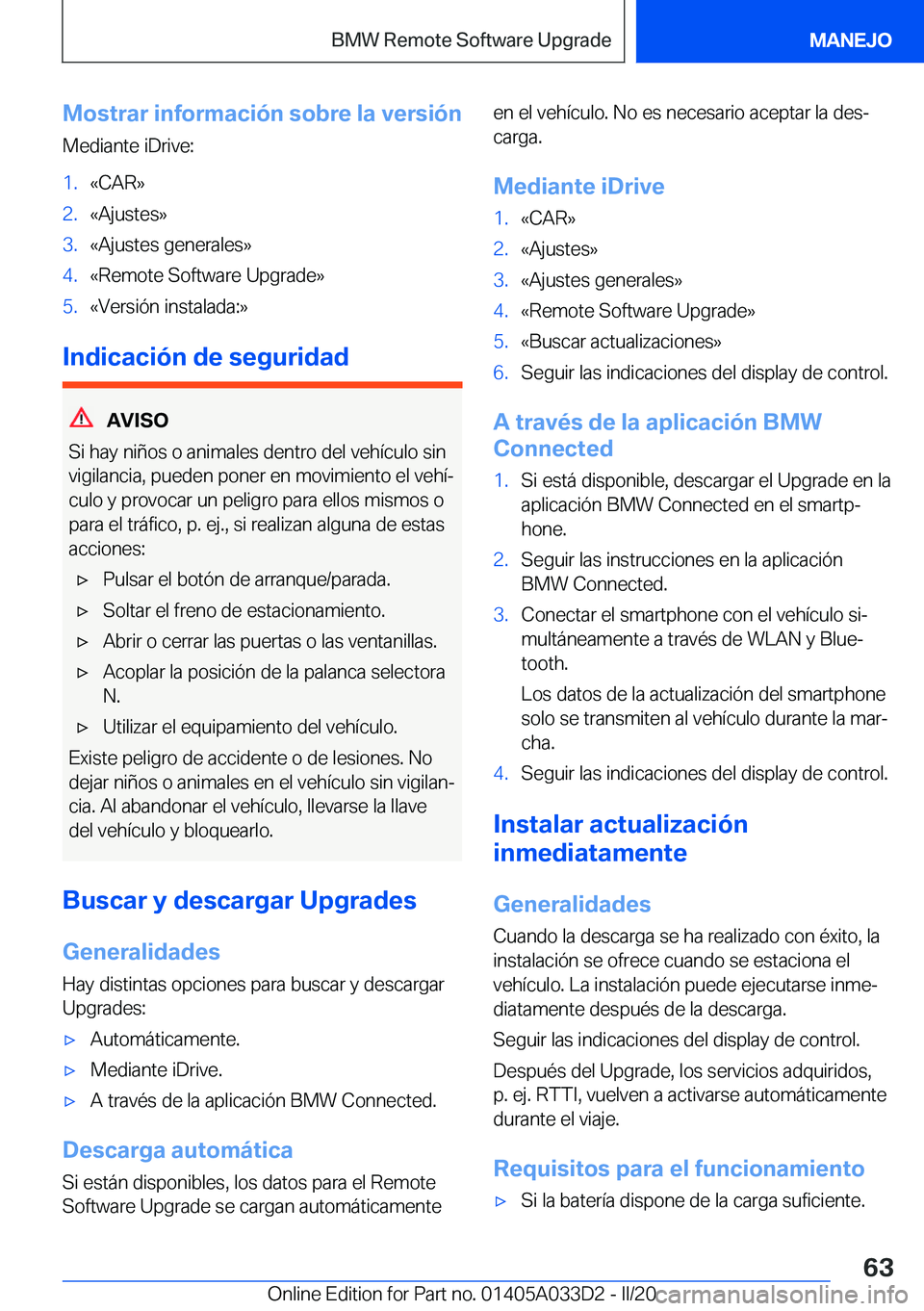BMW X5 M 2020  Manuales de Empleo (in Spanish) �M�o�s�t�r�a�r��i�n�f�o�r�m�a�c�i�