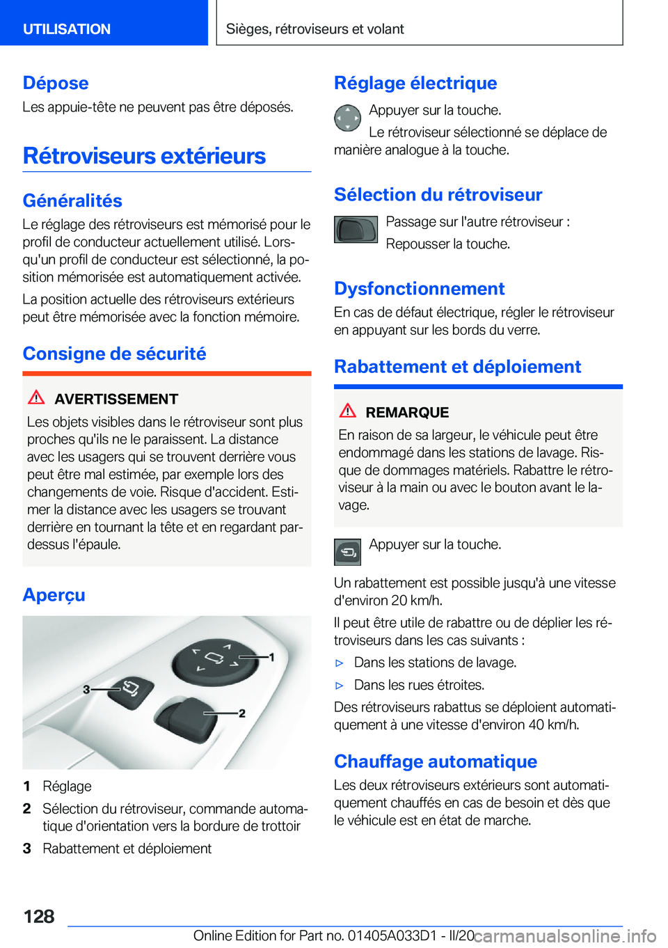 BMW X5 M 2020  Notices Demploi (in French) �D�é�p�o�s�e
�L�e�s��a�p�p�u�i�e�-�t�ê�t�e��n�e��p�e�u�v�e�n�t��p�a�s��ê�t�r�e��d�é�p�o�s�é�s�.
�R�é�t�r�o�v�i�s�e�u�r�s��e�x�t�é�r�i�e�u�r�s
�G�é�n�é�r�a�l�i�t�é�s �L�e��r�é�g�l�a�