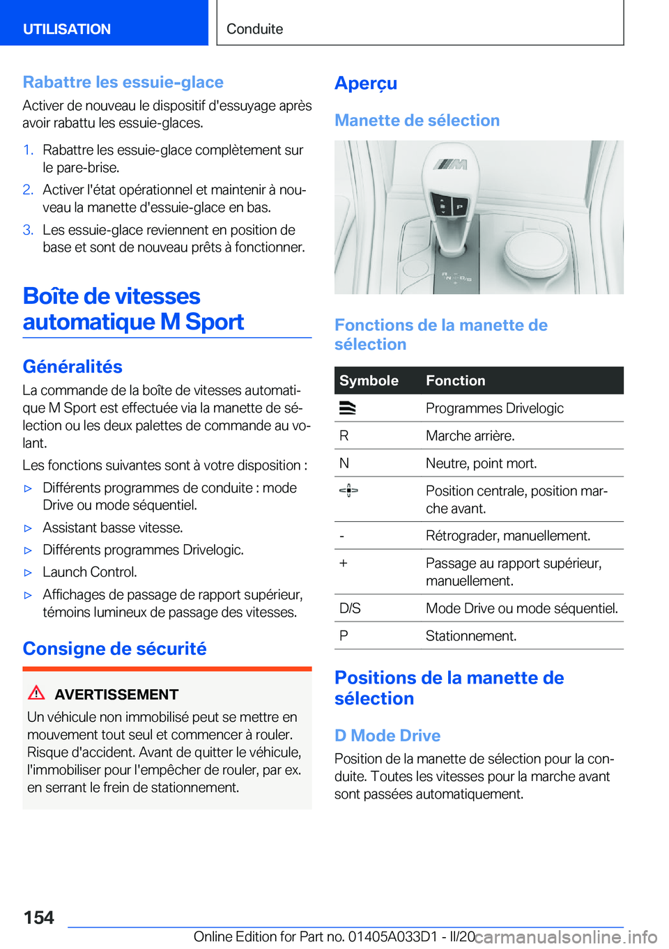 BMW X5 M 2020  Notices Demploi (in French) �R�a�b�a�t�t�r�e��l�e�s��e�s�s�u�i�e�-�g�l�a�c�e
�A�c�t�i�v�e�r��d�e��n�o�u�v�e�a�u��l�e��d�i�s�p�o�s�i�t�i�f��d�'�e�s�s�u�y�a�g�e��a�p�r�è�s
�a�v�o�i�r��r�a�b�a�t�t�u��l�e�s��e�s�s�u�