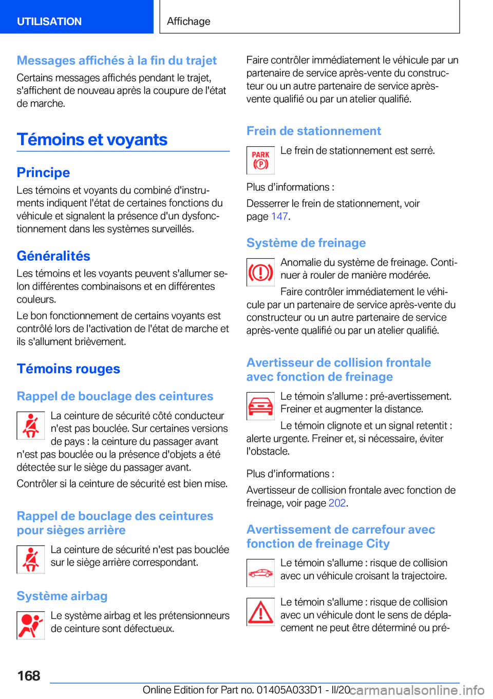 BMW X5 M 2020  Notices Demploi (in French) �M�e�s�s�a�g�e�s��a�f�f�i�c�h�é�s��