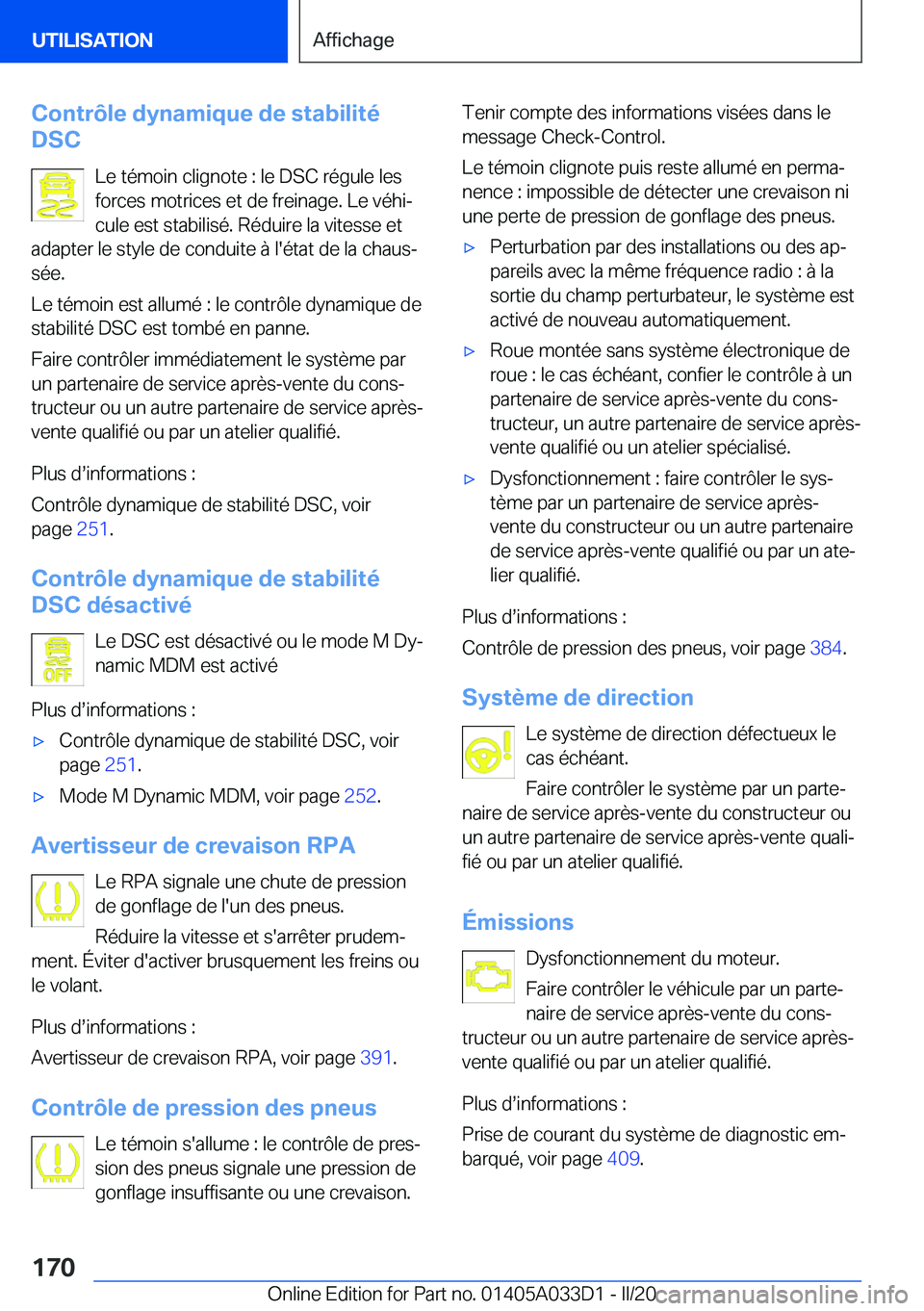 BMW X5 M 2020  Notices Demploi (in French) �C�o�n�t�r�
