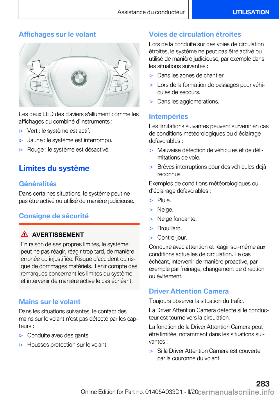 BMW X5 M 2020  Notices Demploi (in French) �A�f�f�i�c�h�a�g�e�s��s�u�r��l�e��v�o�l�a�n�t
�L�e�s��d�e�u�x��L�E�D��d�e�s��c�l�a�v�i�e�r�s��s�'�a�l�l�u�m�e�n�t��c�o�m�m�e��l�e�s�a�f�f�i�c�h�a�g�e�s��d�u��c�o�m�b�i�n�é��d�'�i