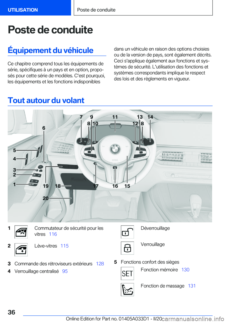 BMW X5 M 2020  Notices Demploi (in French) �P�o�s�t�e��d�e��c�o�n�d�u�i�t�e�