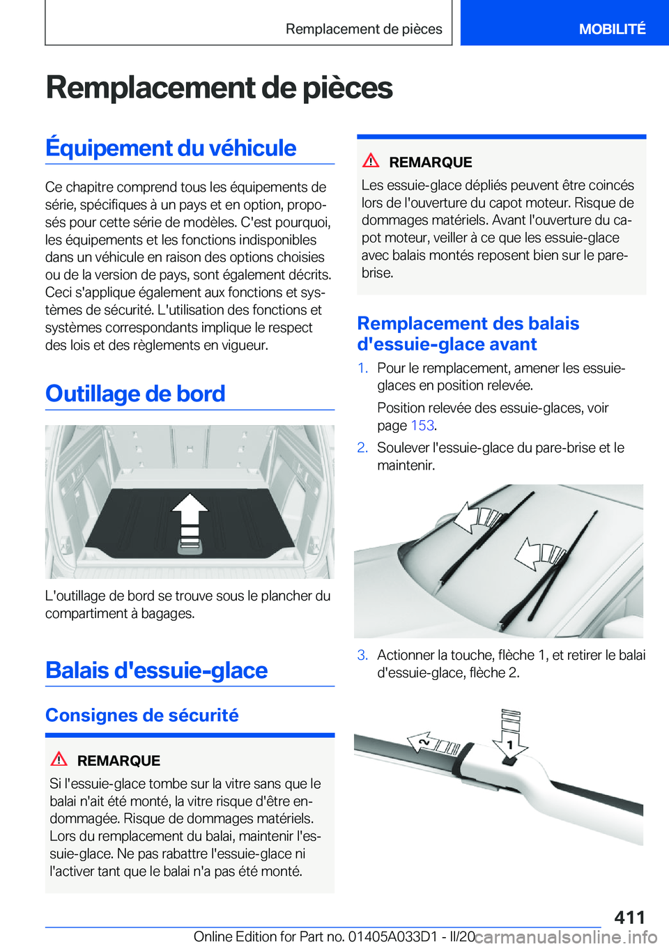 BMW X5 M 2020  Notices Demploi (in French) �R�e�m�p�l�a�c�e�m�e�n�t��d�e��p�i�è�c�e�s�