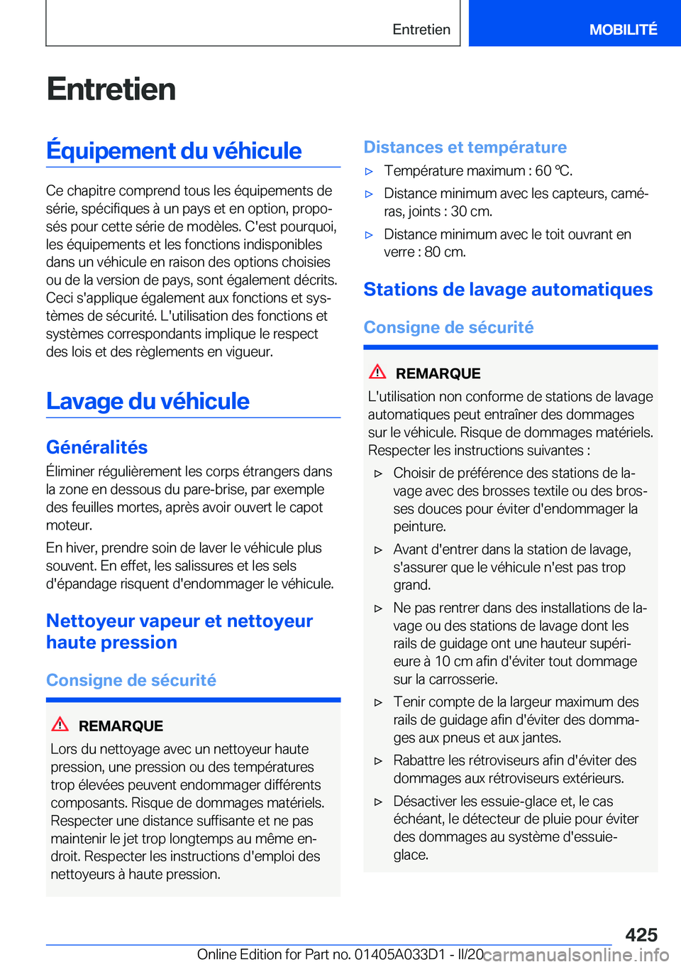 BMW X5 M 2020  Notices Demploi (in French) �E�n�t�r�e�t�i�e�n�